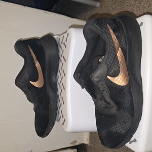 Nike Womens Black and Gold Sneakers
